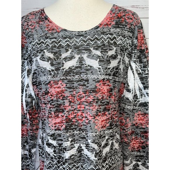 Sundance Ugly Christmas Shirt T-Shirt Pullover Large Burnout Long Sleeve Womens - Picture 4 of 8